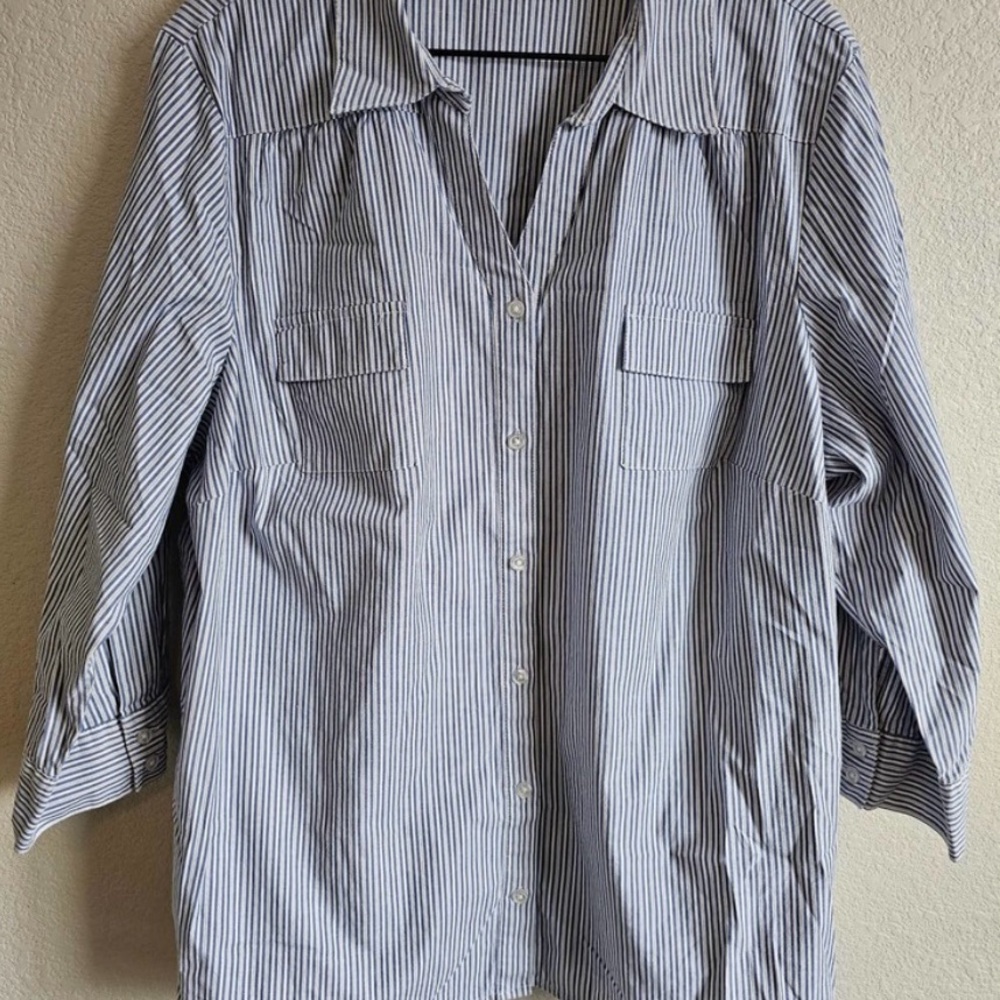 St. John's Bay Blue and White Striped Shirt